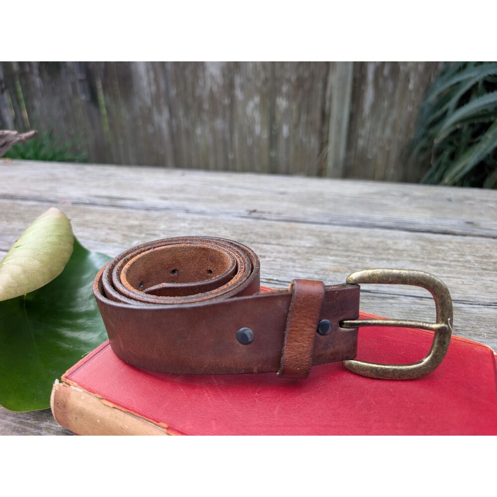 Vintage Justin Brown Leather Belt; Distressed Leather Belt